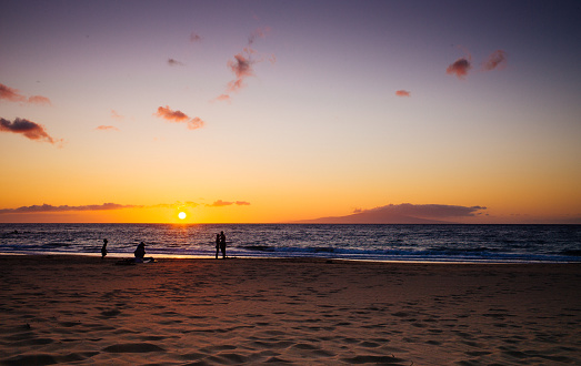 A beautiful Hawaiian sunset on the beach facing the west. :)