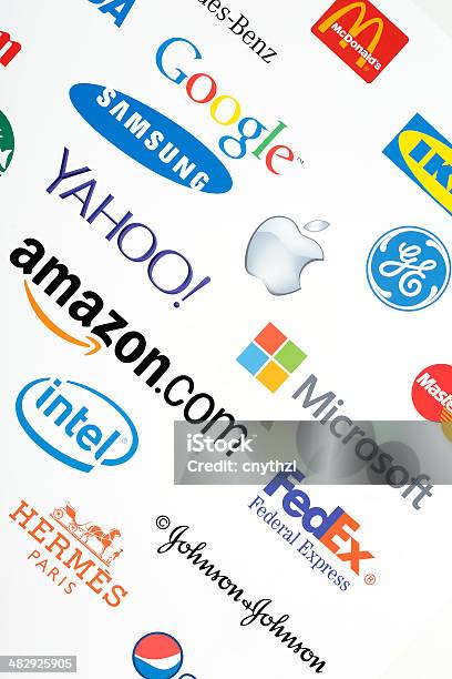 World Brand Logotypes Stock Photo - Download Image Now - Auto Post Production Filter, Big Tech, Blogging