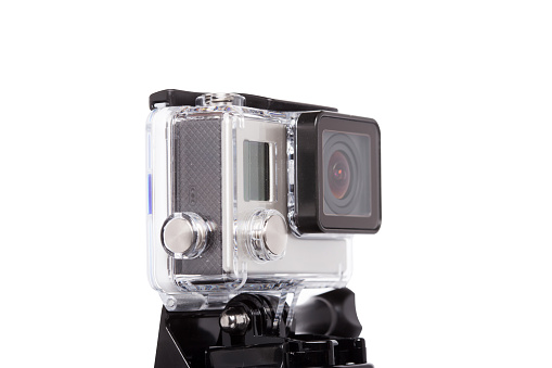 Hangzhou,China-January 26,2014: GoPro HERO3+ Black Edition isolated on white background. GoPro is a brand of high-definition personal cameras, often used in extreme action video photography.