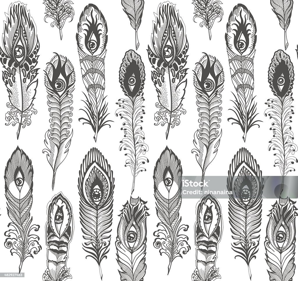 Simple Eye Feather Pattern Vector Feather With Eyes Stock Illustration - Download Image Now - Feather ...