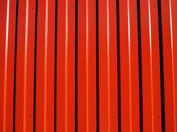 istock Red metal corrugated sheet metal 482928012
