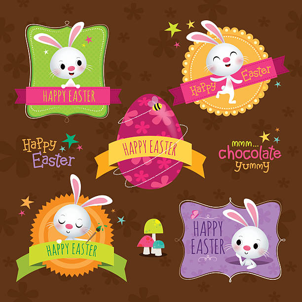 Easter labels vector art illustration
