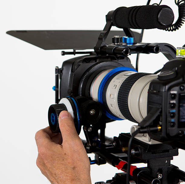 istock DSLR Video camera with hand, Canon 5D 482928615
