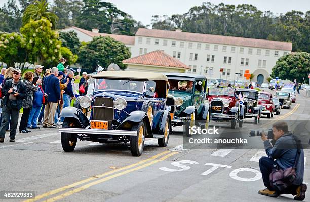 Us Memorial Day Ceremony Retro Cars Moving To The Cemetery Stock Photo - Download Image Now