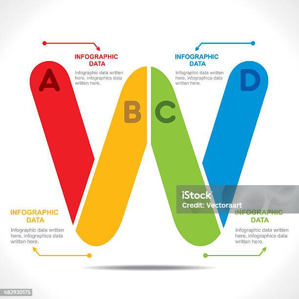 Twórczy Alfabet Infografika - Stockowe grafiki wektorowe i więcej obrazów Grafika informacyjna - Grafika informacyjna, Liczba 4, Litera W