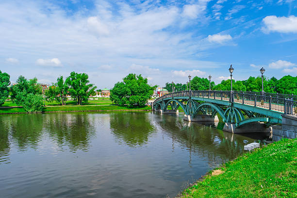 Bridge and river in Tsaritsyno Park, Moscow, Russia