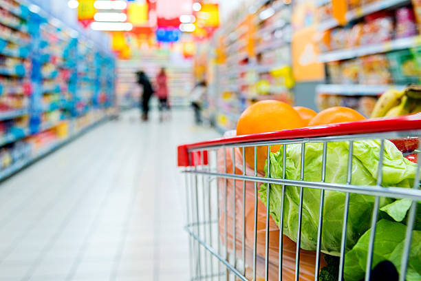 istock shopping with grocery cart 482932708