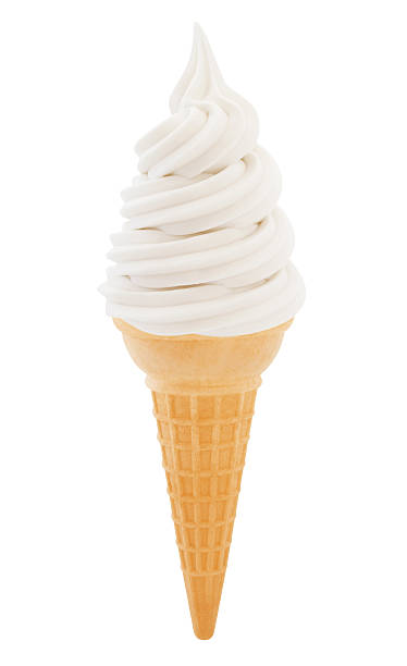 ванильный мягкое мороженое конус (с путем) - soft serve ice cream стоковые фото и изображения