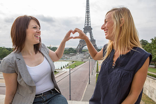 istock Happy women loving Paris-Eiffel tower 482941966