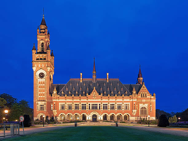 istock The Peace Palace at evening in The Hague, Netherlands 482942376