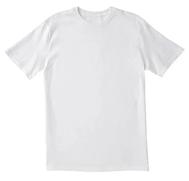 Photo of Blank White T-Shirt Front with Clipping Path.