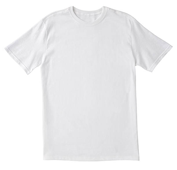 blank white t-shirt front with clipping path. - tişört stok fotoğraflar ve resimler