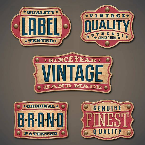 illustrazioni stock, clip art, cartoni animati e icone di tendenza di etichette vintage - antique signs