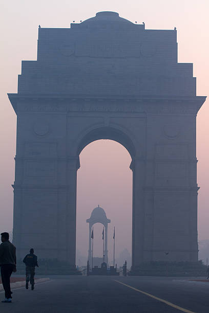 India Gate during bad air conditions stock photo