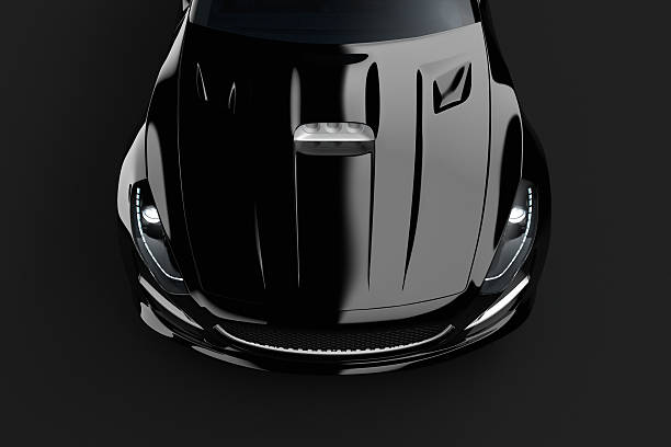 Black sport car on dark background stock photo
