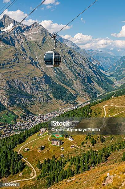 Cable Car Toward Furizermatt Xxi Stock Photo - Download Image Now - European Alps, Landscape - Scenery, Outline