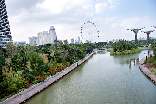 waterfront surrounded by Causeway Bay area skyline, Hong Kong Island.