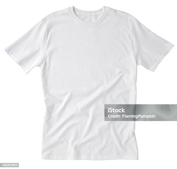 Foto de Camiseta Branca Em Branco Com O Traçado De Recorte Frente e mais fotos de stock de Camiseta