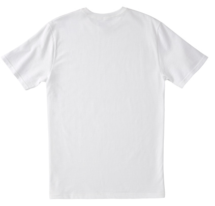Back of a clean White T-Shirt just waiting for you to add your own logo, Graphics or words. Clipping Path. Single shirt - about 10