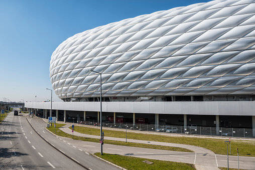 Munich, Germany - March 28, 2014: Detail of the Allianz Arena , It was constructed for the homesoccer team of the club FC Bayern München.