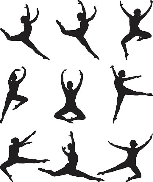 illustrations, cliparts, dessins animés et icônes de ballerine gracieuse mi air volant pose - danseur