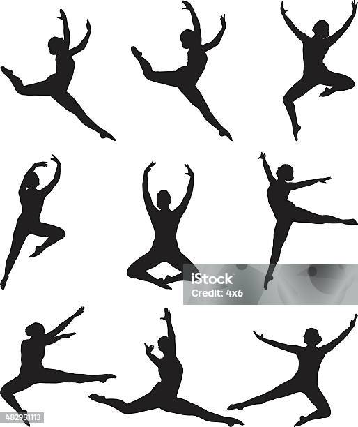 Graciosa Bailarina Meados Ar Passar Sobre Os Movimentos - Arte vetorial de stock e mais imagens de Dançar