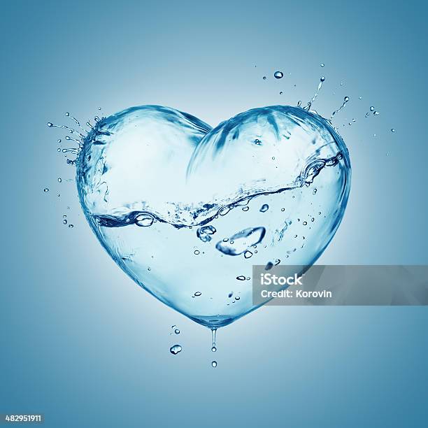 Heart From Water Splash With Wave Inside Isolated On White Stock Photo - Download Image Now