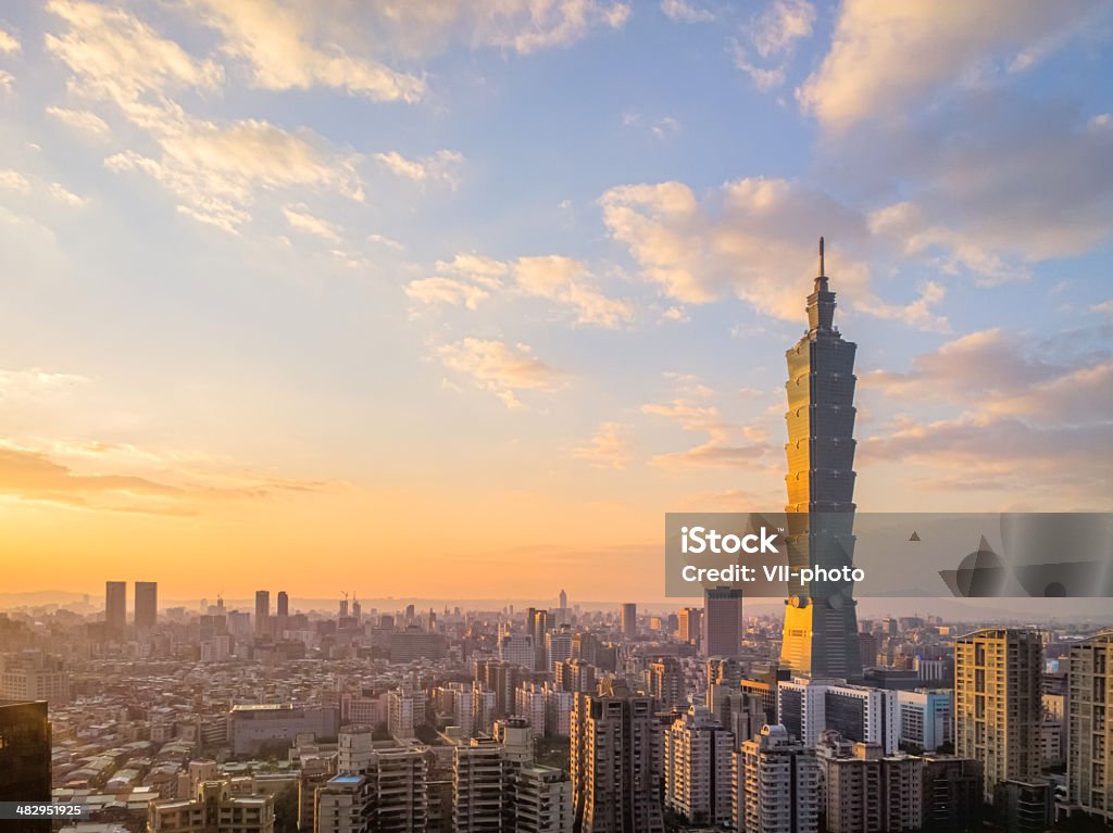台北市夕日の風景 - アジア大陸のロイヤリティフリーストックフォト
