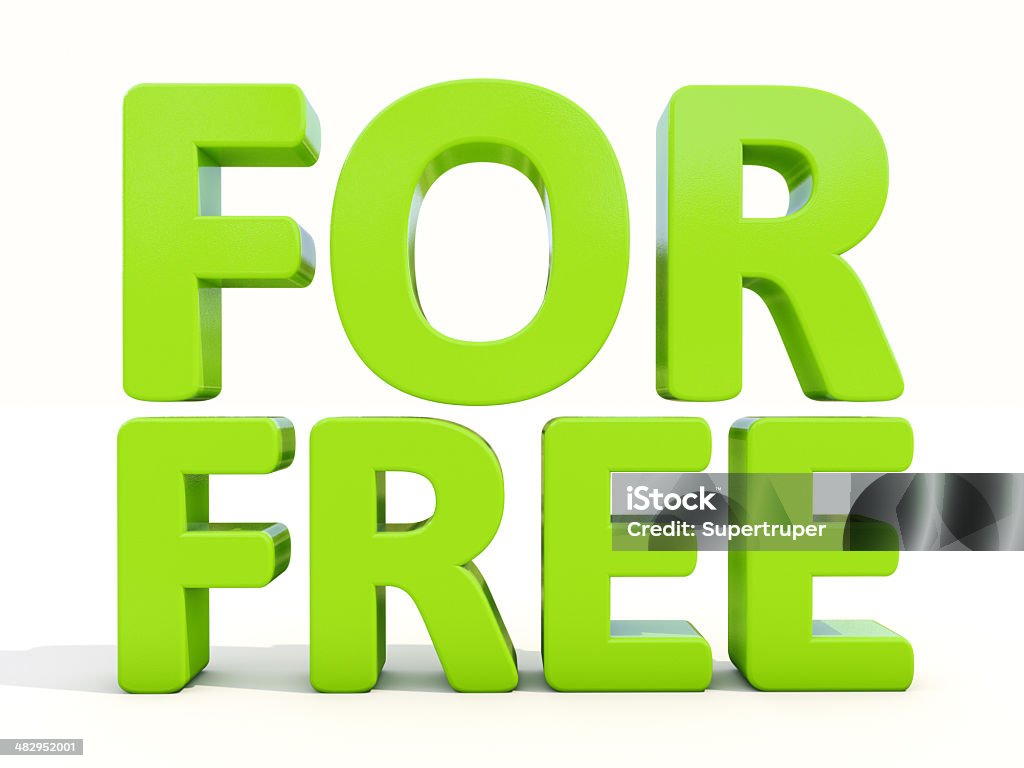 3d words for free Words for free icon on a white background. 3D illustration. Alms Stock Photo