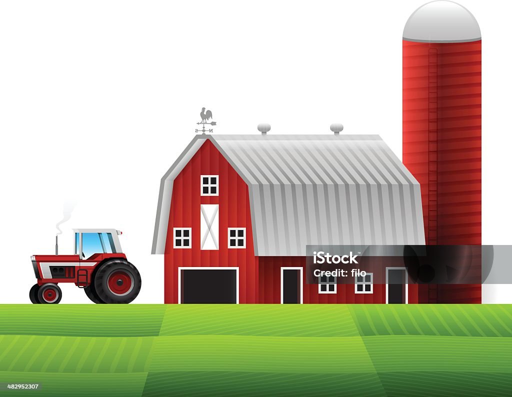 Farm und Traktor - Lizenzfrei Scheune Vektorgrafik