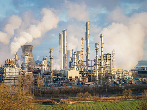 istock Distillation Towers at Oil Refinery 482952813