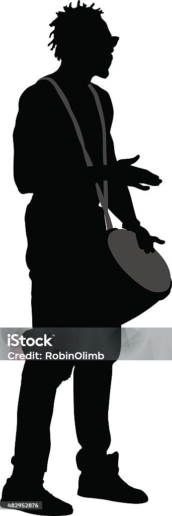 Man Playing Drum Vector illustration of a man playing a african Drum, In Silhouette stock vector