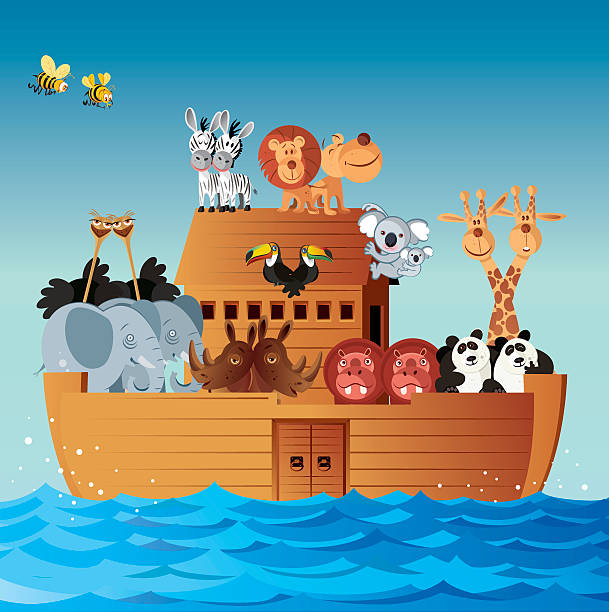 ilustrações de stock, clip art, desenhos animados e ícones de noah ark - ark cartoon noah animal