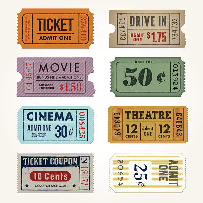 A comprehensive set of high detail Vintage grunge Tickets and Coupons, suitable for paper or web publishing.