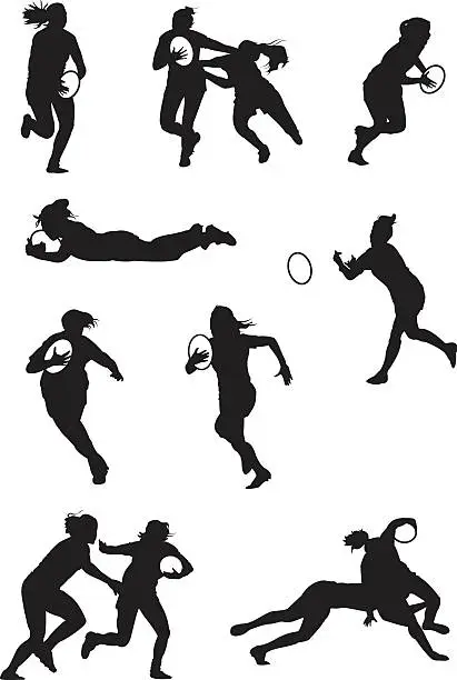 Vector illustration of Rugby played by ladies