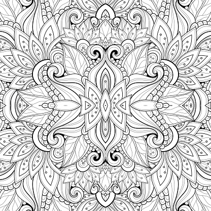 Vector Seamless Abstract Black And White Tribal Pattern Stock ...