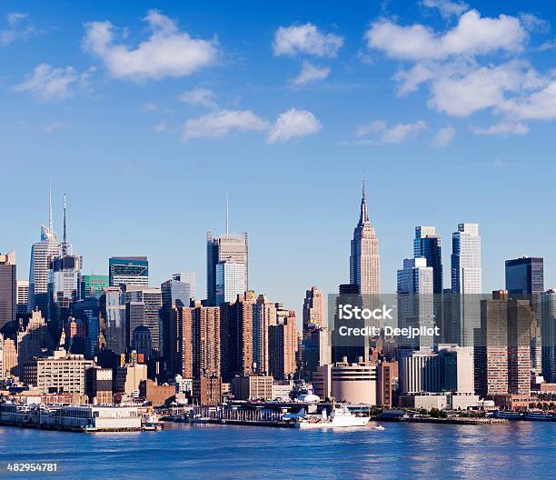 미드타운 맨해튼 스카이라인 New York Usa 강둑에 대한 스톡 사진 및 기타 이미지 - 강둑, 건물 외관, 건축