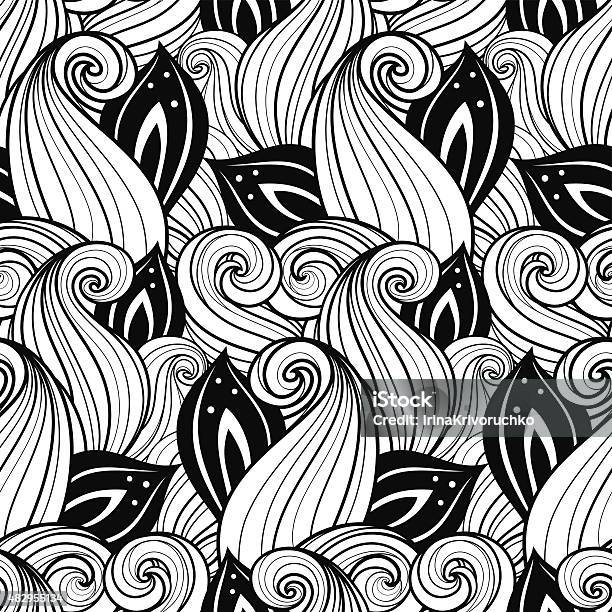 Vector Seamless Contour Floral Pattern Stock Illustration - Download Image Now - 2015, Abstract, Backgrounds