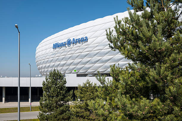 Allianz Arena Munich Munich, Germany - March 28, 2014: Detail of the Allianz Arena , It was constructed for the homesoccer team of the club FC Bayern München. allianz arena stock pictures, royalty-free photos & images