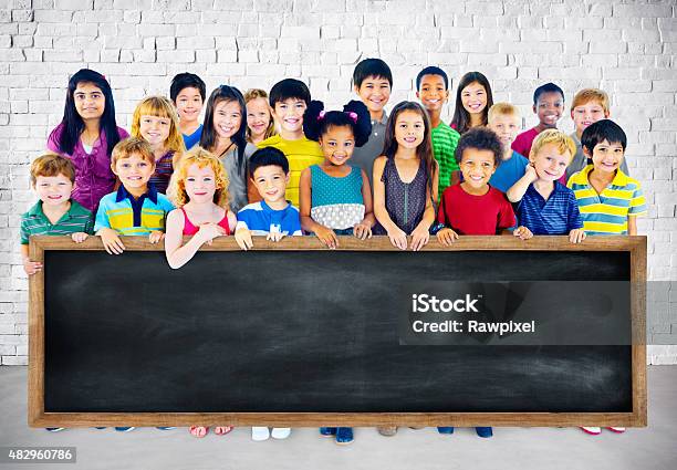 Diversity Friendship Group Of Kids Education Blackboard Concept Stock Photo - Download Image Now