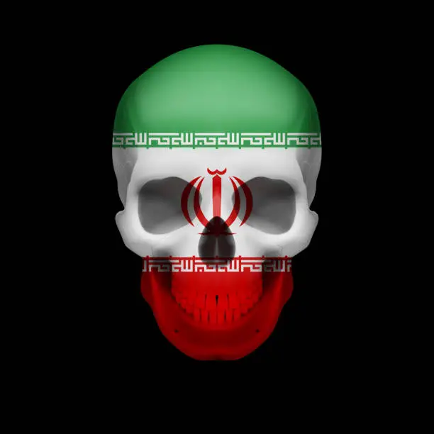 Vector illustration of Iranian flag skull