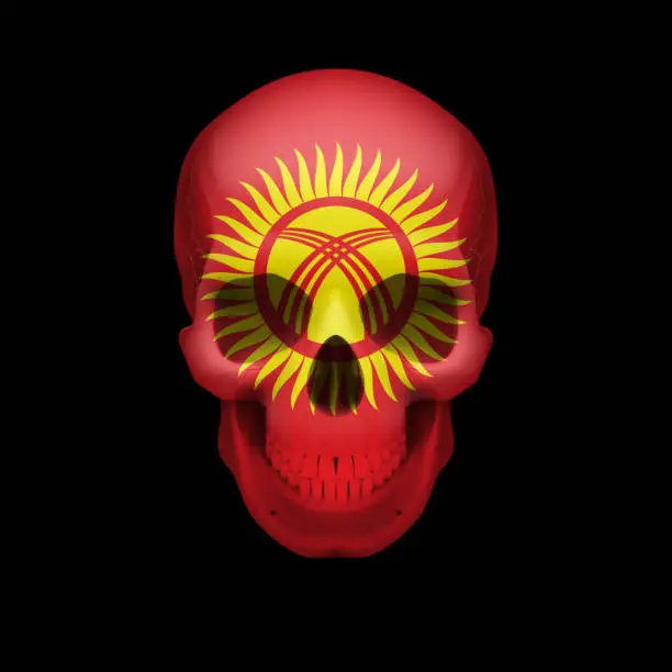 Vector illustration of Kyrgyz flag skull