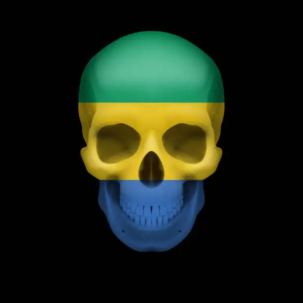 Vector illustration of Gabonese flag skull