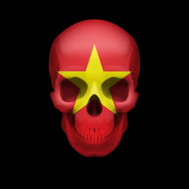 Vector illustration of Vietnamese flag skull