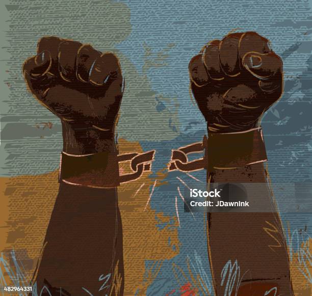 Freedom Breaking Chains African American Hands And Arms Stock Illustration - Download Image Now