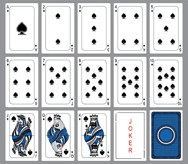Vector illustration of Set Playing cards of spades.