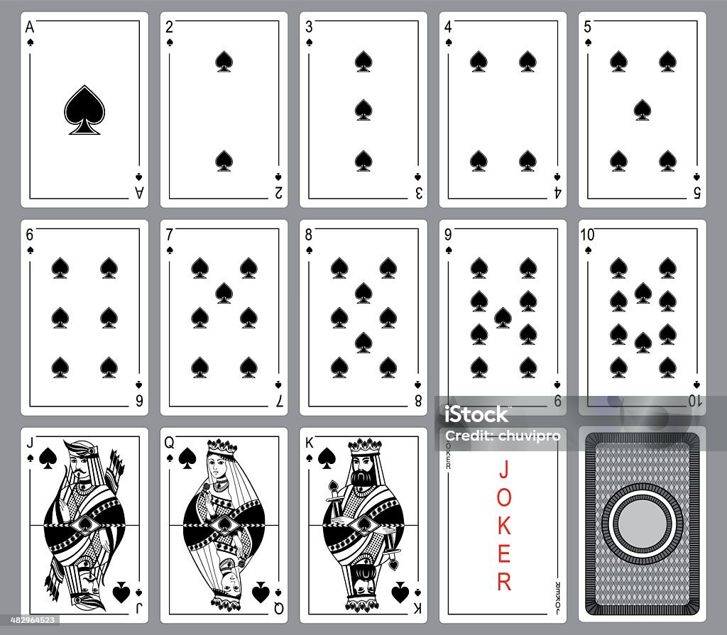 Set carte da gioco di picche. - arte vettoriale royalty-free di Carte da gioco