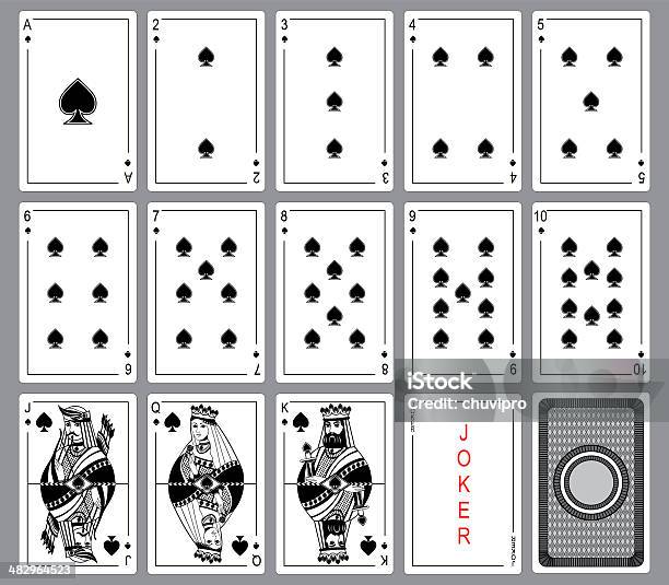 Set Carte Da Gioco Di Picche - Immagini vettoriali stock e altre immagini di Carte da gioco - Carte da gioco, Giradischi, Illustrazione
