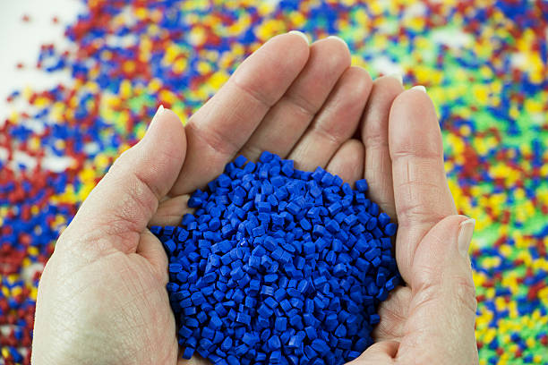 Handfull of Blue Plastic Resin