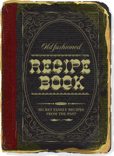 old fashioned familie rezeptbuch cover - cookbook recipe book old stock-grafiken, -clipart, -cartoons und -symbole